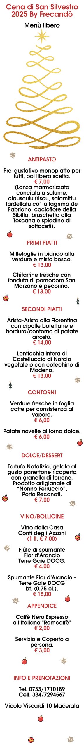 menu san silvestro 2025/2026 Frecandò